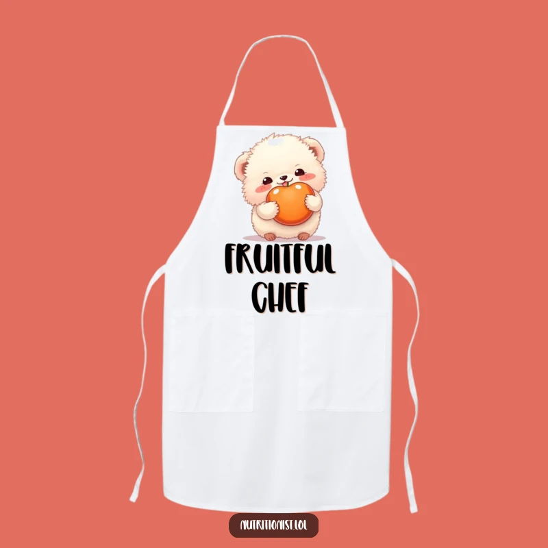 Funny Fluffy Creature Fruit Apron: Kitchen Fun with a Fruity Twist