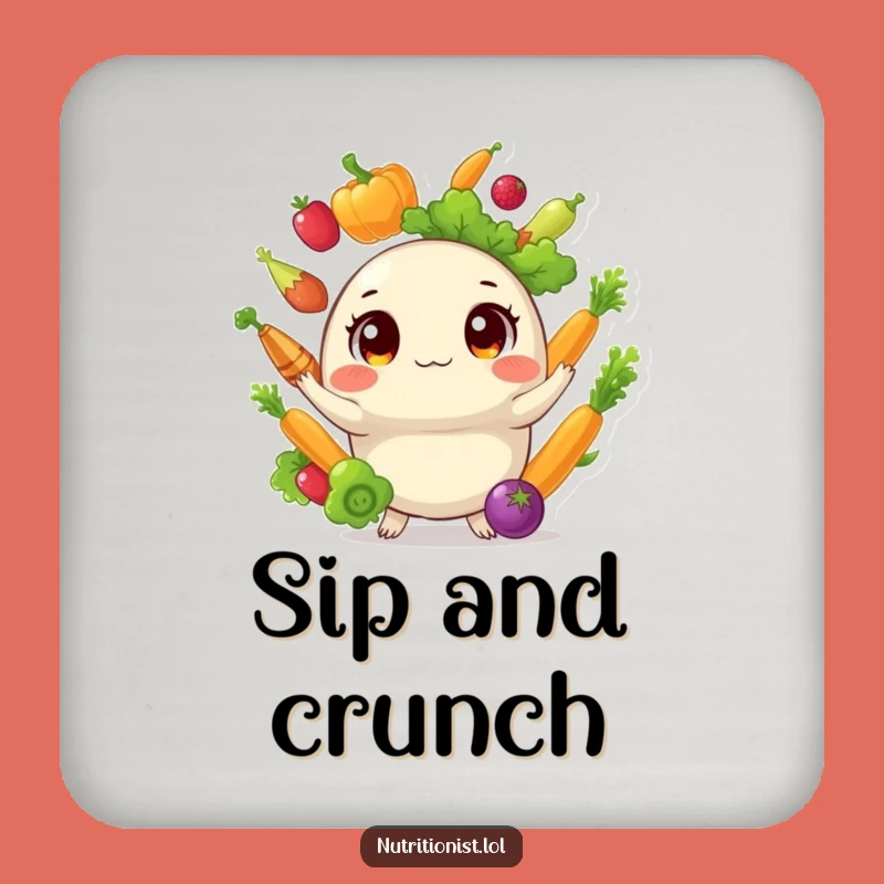 Funny Veggie Juggler Coasters: Protect Surfaces with Hilarious Healthy Creature Art