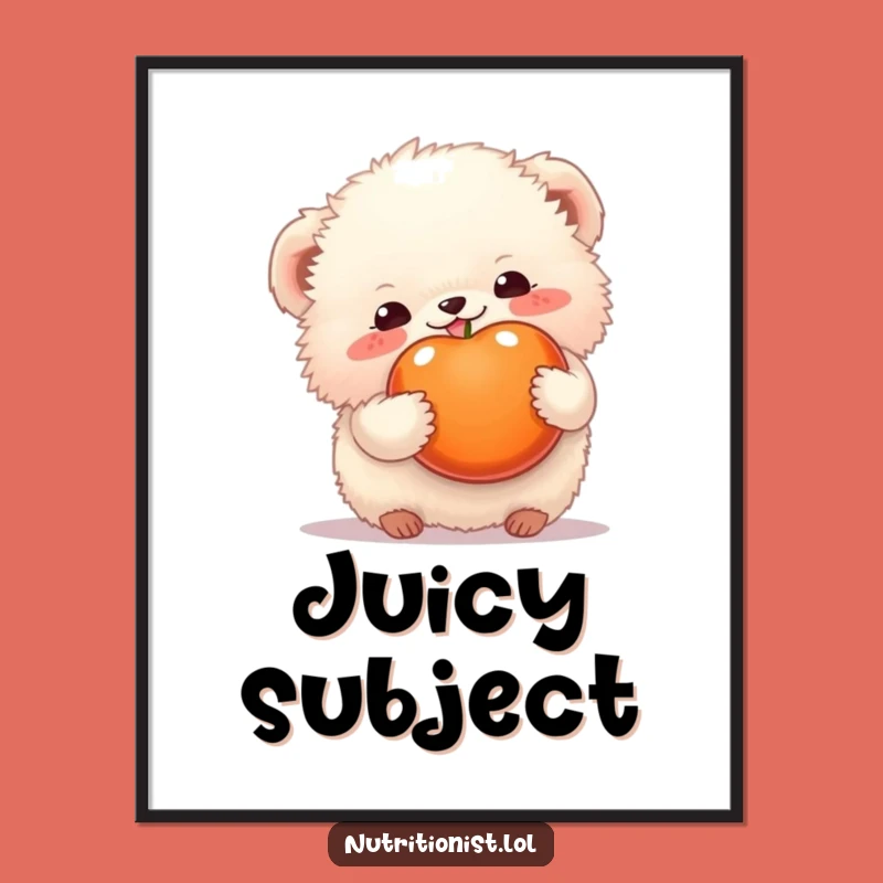 Funny Fluffy Creature Fruit Poster: Sweet Art for Happy Spaces