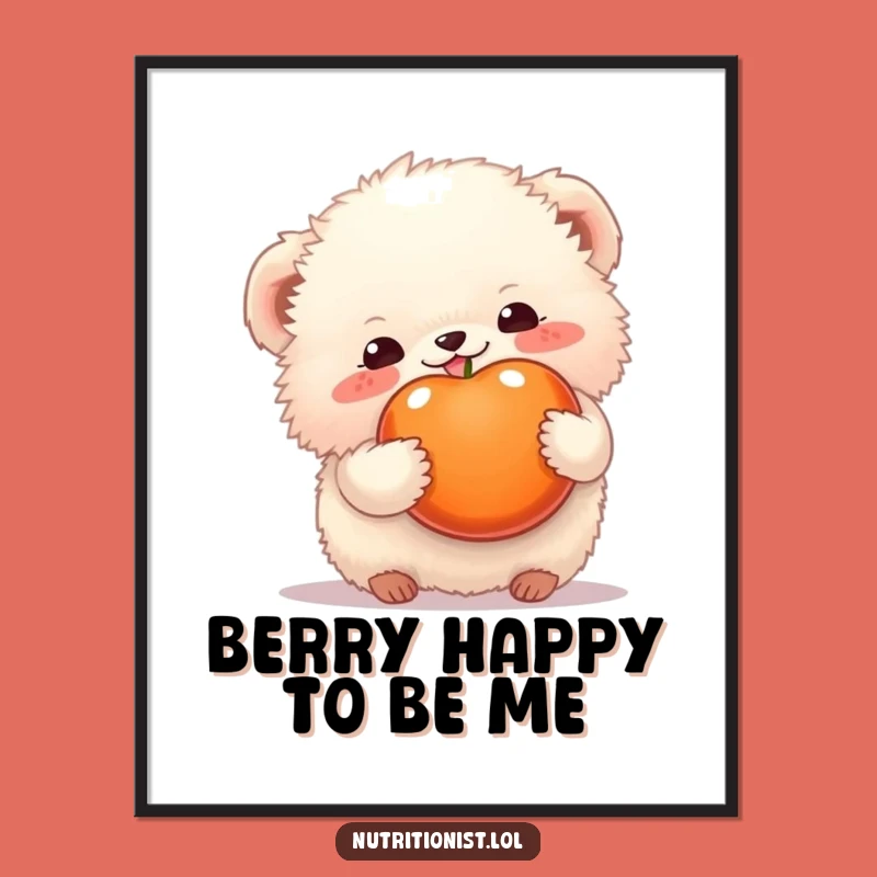 Funny Free Printable Wall Art: Fluffy Creature & Fruit - Cute Downloadable Decor!