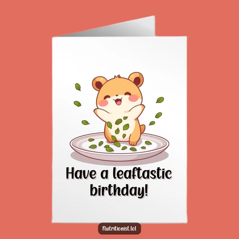 Funny Free Printable Birthday Card: Leaf Sprinkling Creature, Perfect Downloadable Gift!